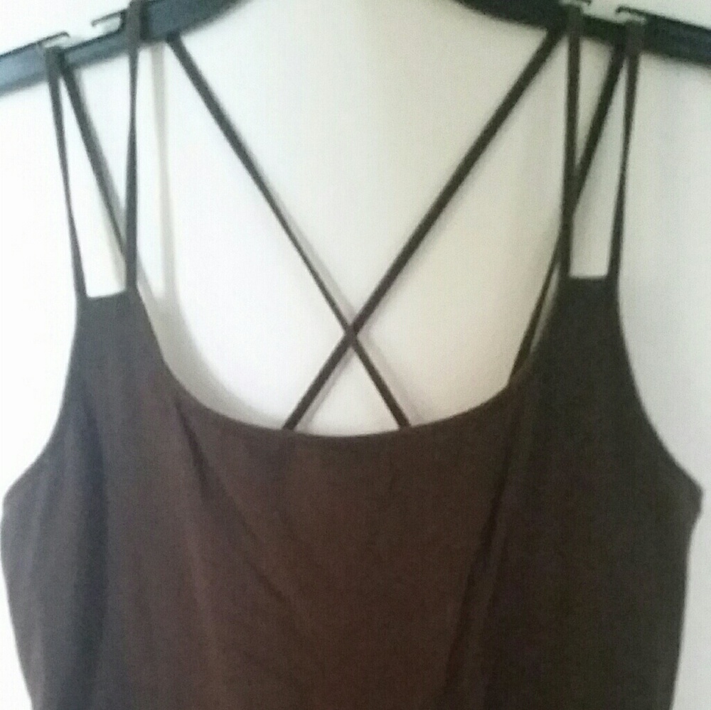 Moda brown cotton strappy dress